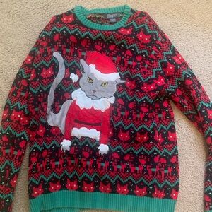 Christmas Cat Sweater with Santa Hat